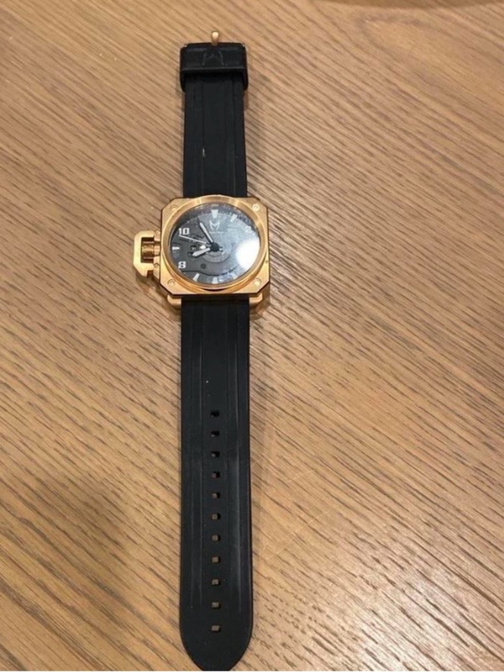 Meister Gold Case Black Strap Men's Watch